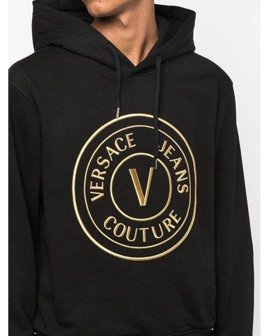 Versace Jeans Black Chic Hooded Sweatshirt for men