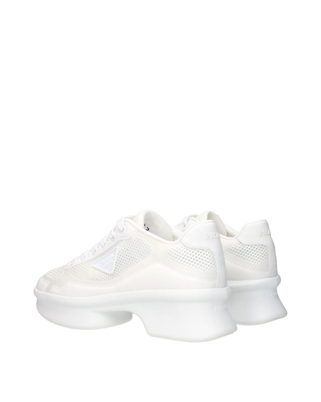 Prada White Fabric And Mesh Low-Top Sneaker