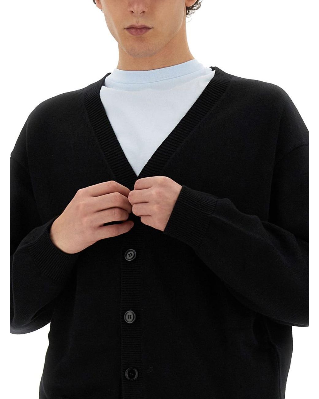 KENZO Black Kenzo Embroidered Tiger Academy Wool Cardigan for men