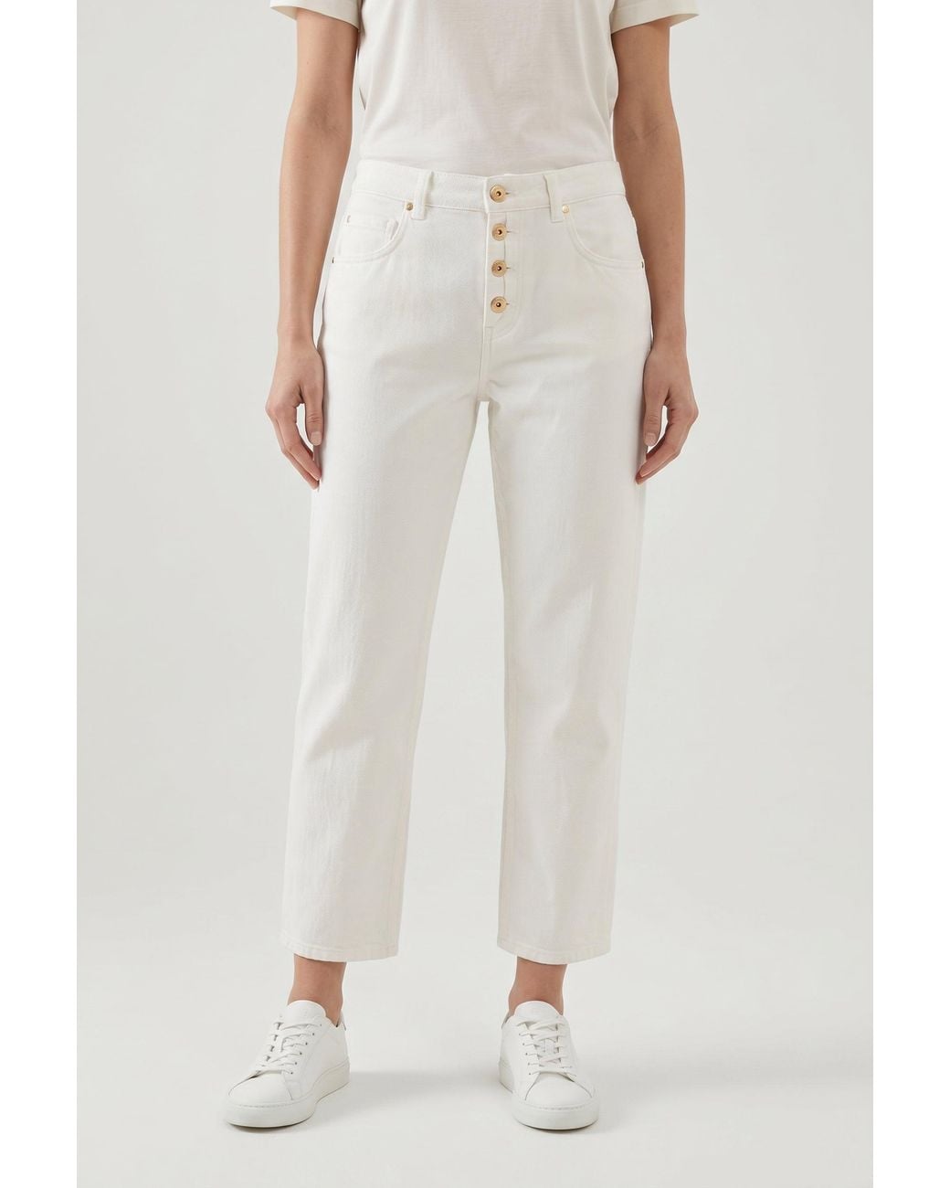 Brunello Cucinelli White Off Straight Cotton Trousers