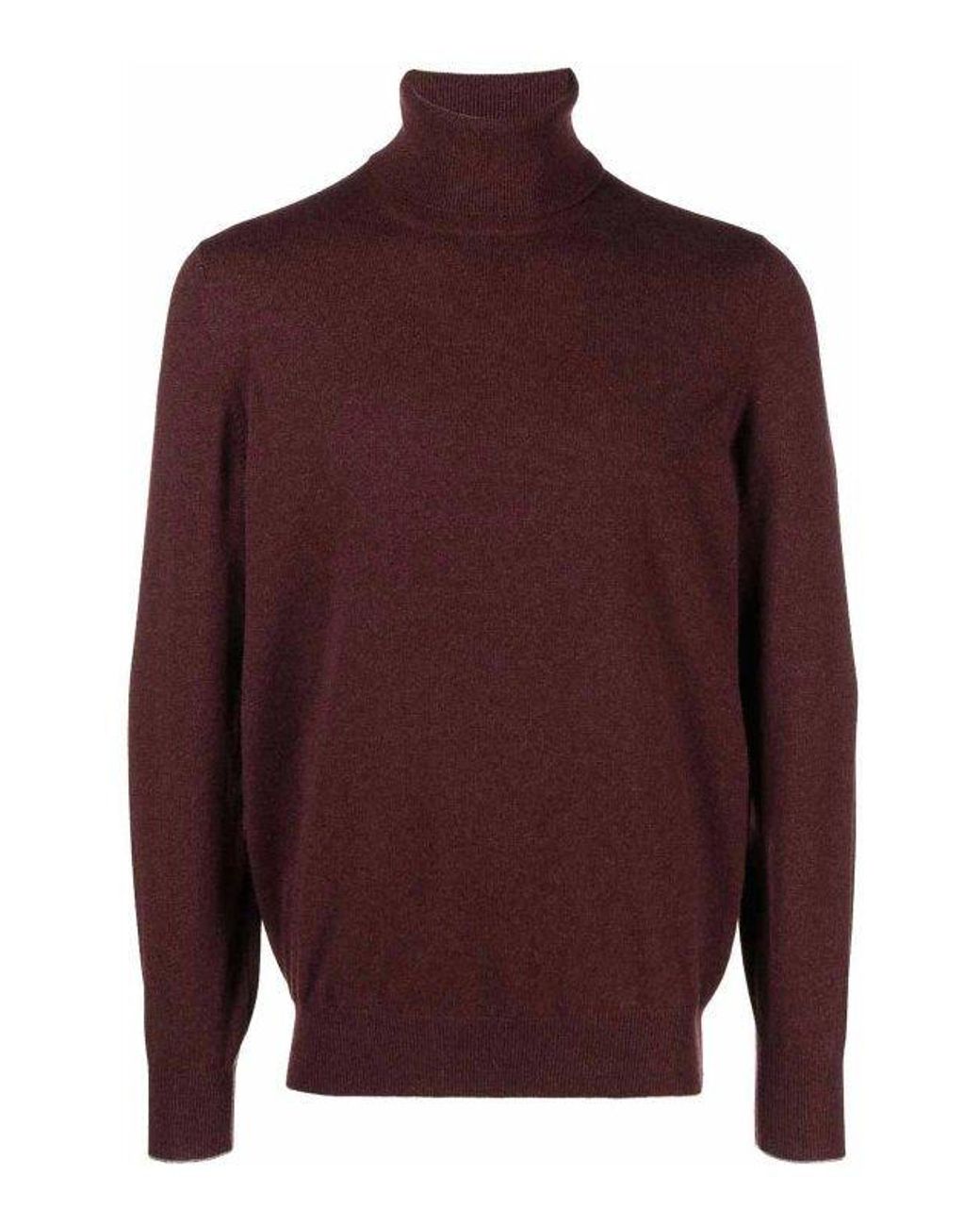 Brunello Cucinelli Red Bordeaux Cashmere Sweater for men