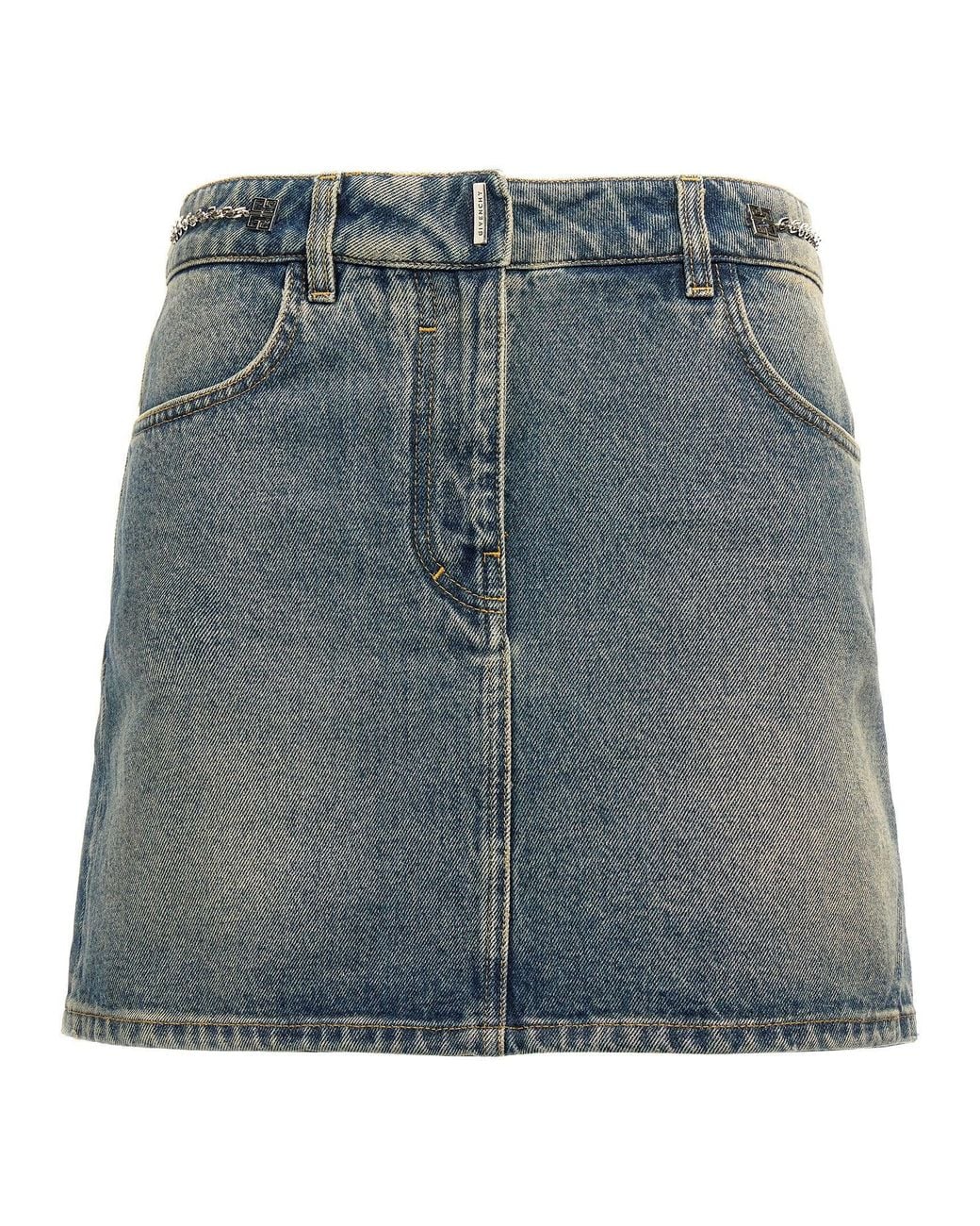Givenchy Blue Chain-Detail Denim Skirt