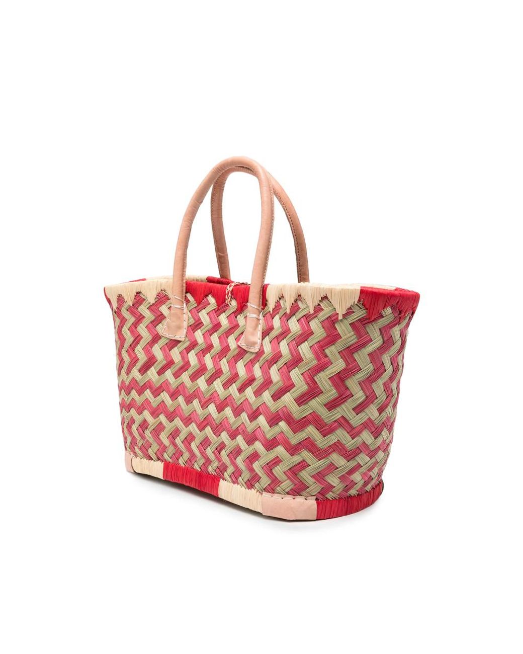 THE NINA STUDIO Red Tote Bag Clotilde Woven Raffia