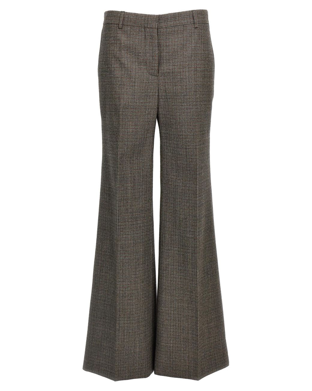 Stella McCartney Gray Micro Houndstooth Wool Trousers With Flared Leg