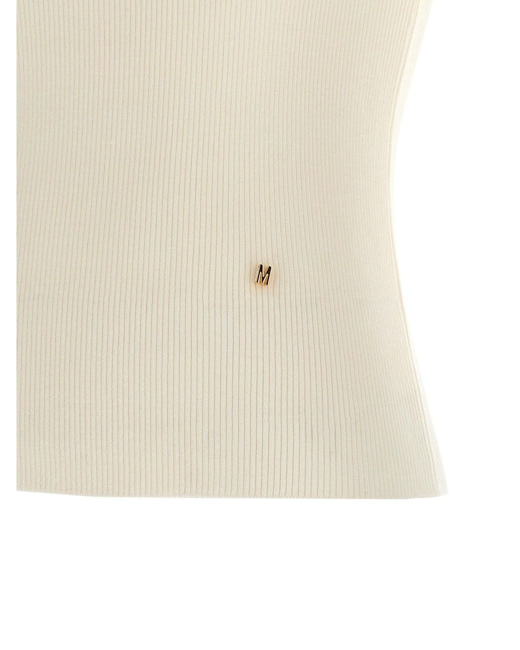 Moschino Natural Ribbed Silk-Blend Tank Top