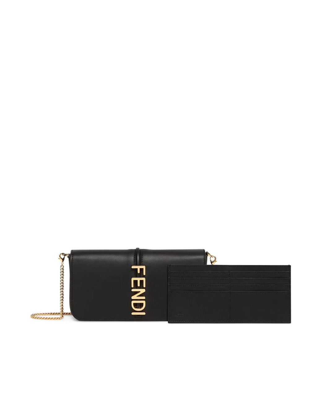 Fendi Chain Pouch Wallet On Chain Vit.grace Matt in Black