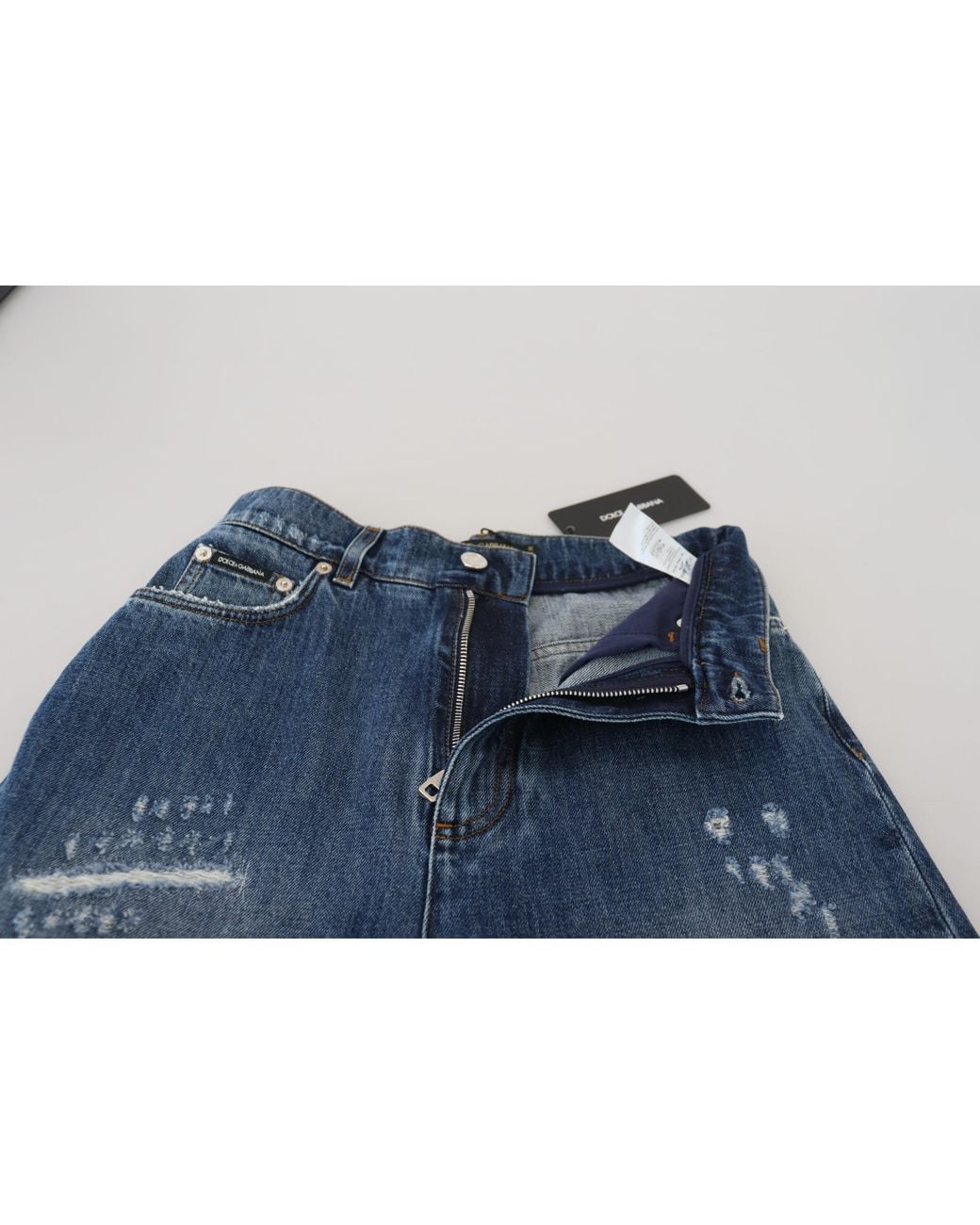 Dolce & Gabbana Blue Distressed Denim Jeans Ripped