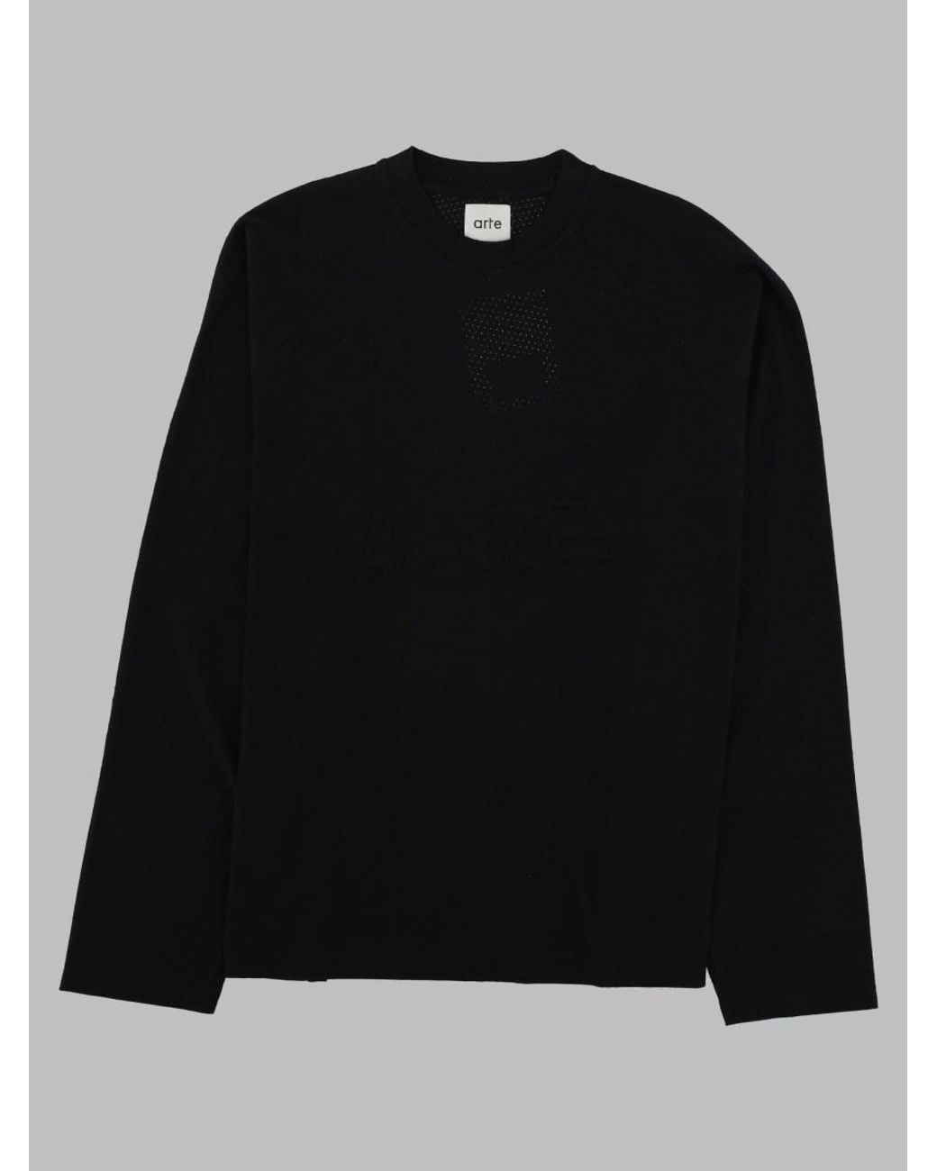 Arte' Black Long-Sleeve T-Shirt With Logo Patch Cotton T-Shirts And Polos for men
