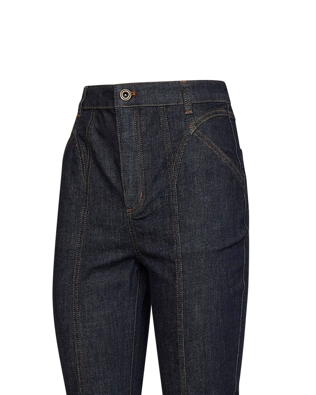 Self-Portrait Blue Denim High-Rise Flared Jeans