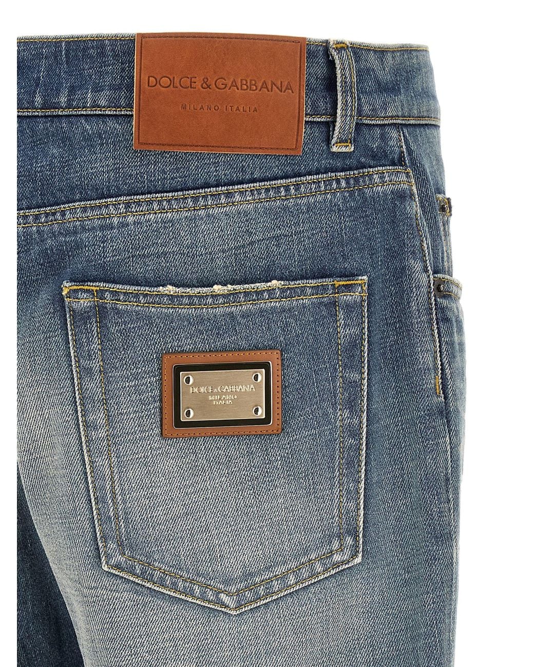 Dolce & Gabbana Blue Dolce & Gabbana Distressed Light-Wash Cotton Jeans for men
