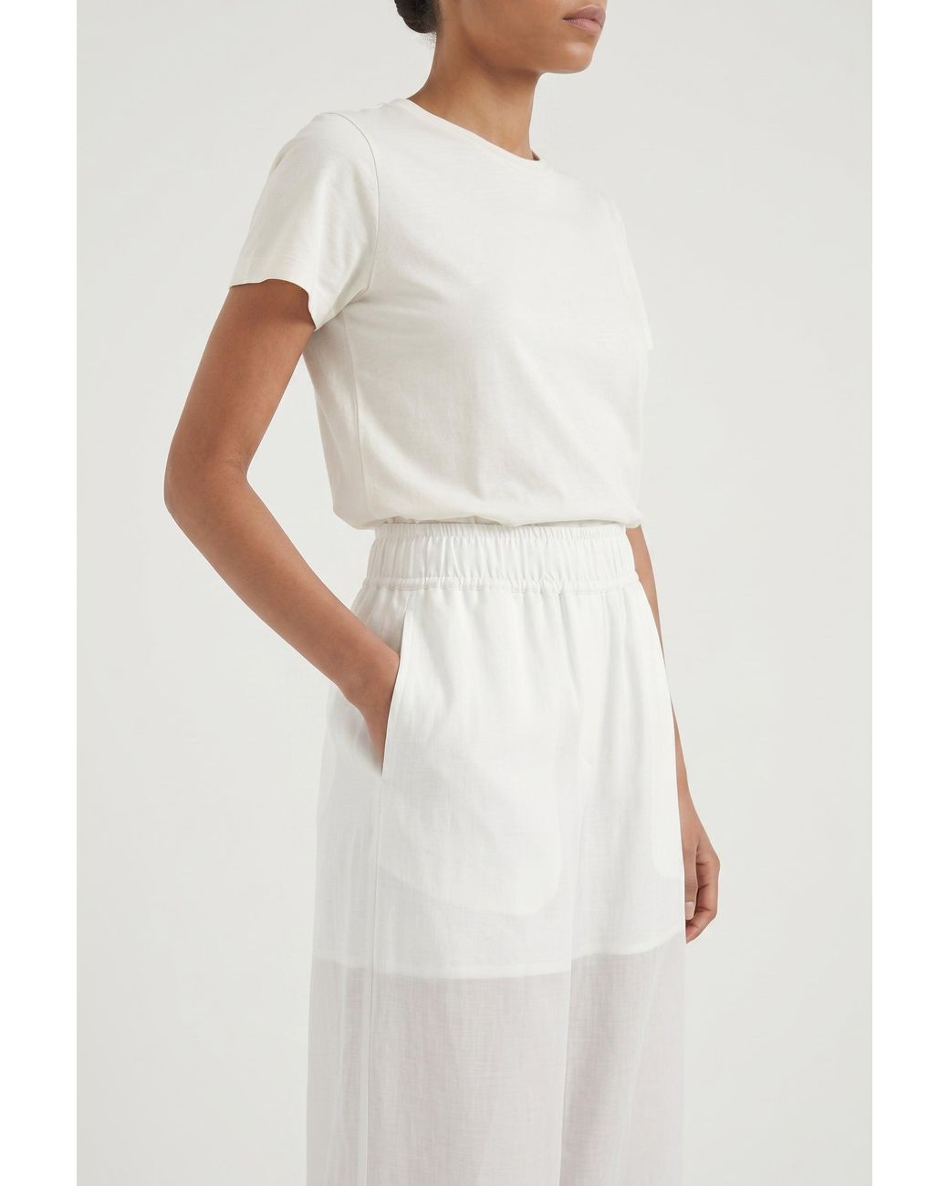Brunello Cucinelli White Wide Leg Cotton Trousers