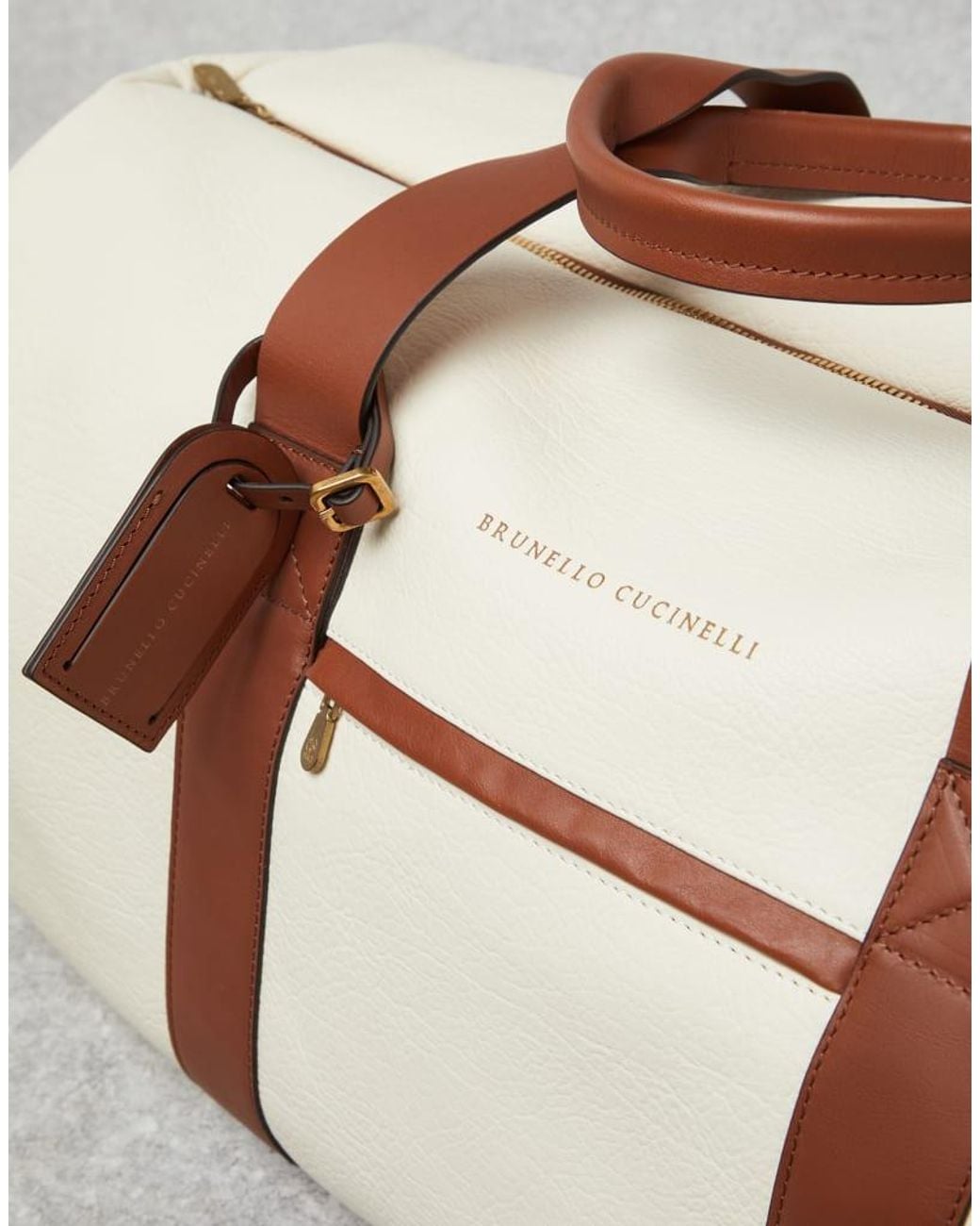 Brunello Cucinelli Metallic Leather Duffle Bag for men