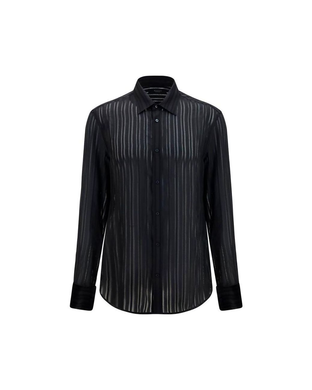 Gucci Blue Black Silk Dress Shirt for men