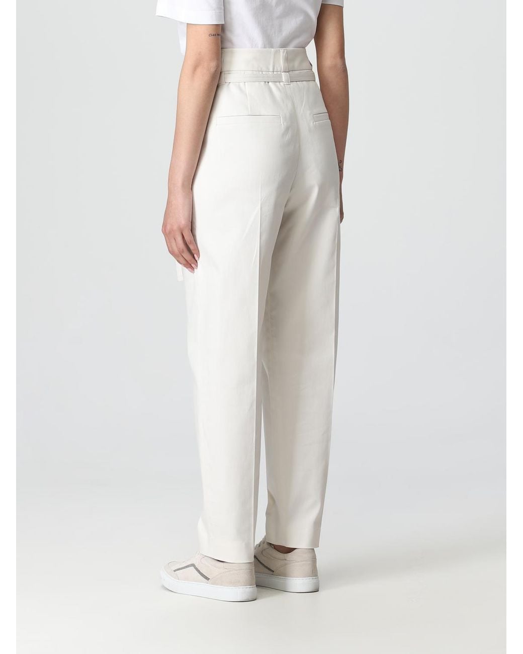 Brunello Cucinelli White Off Tapered Cotton Trousers
