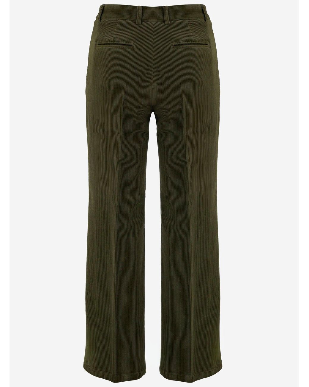 Ql2 Green Trousers Stretch Cotton Velvet