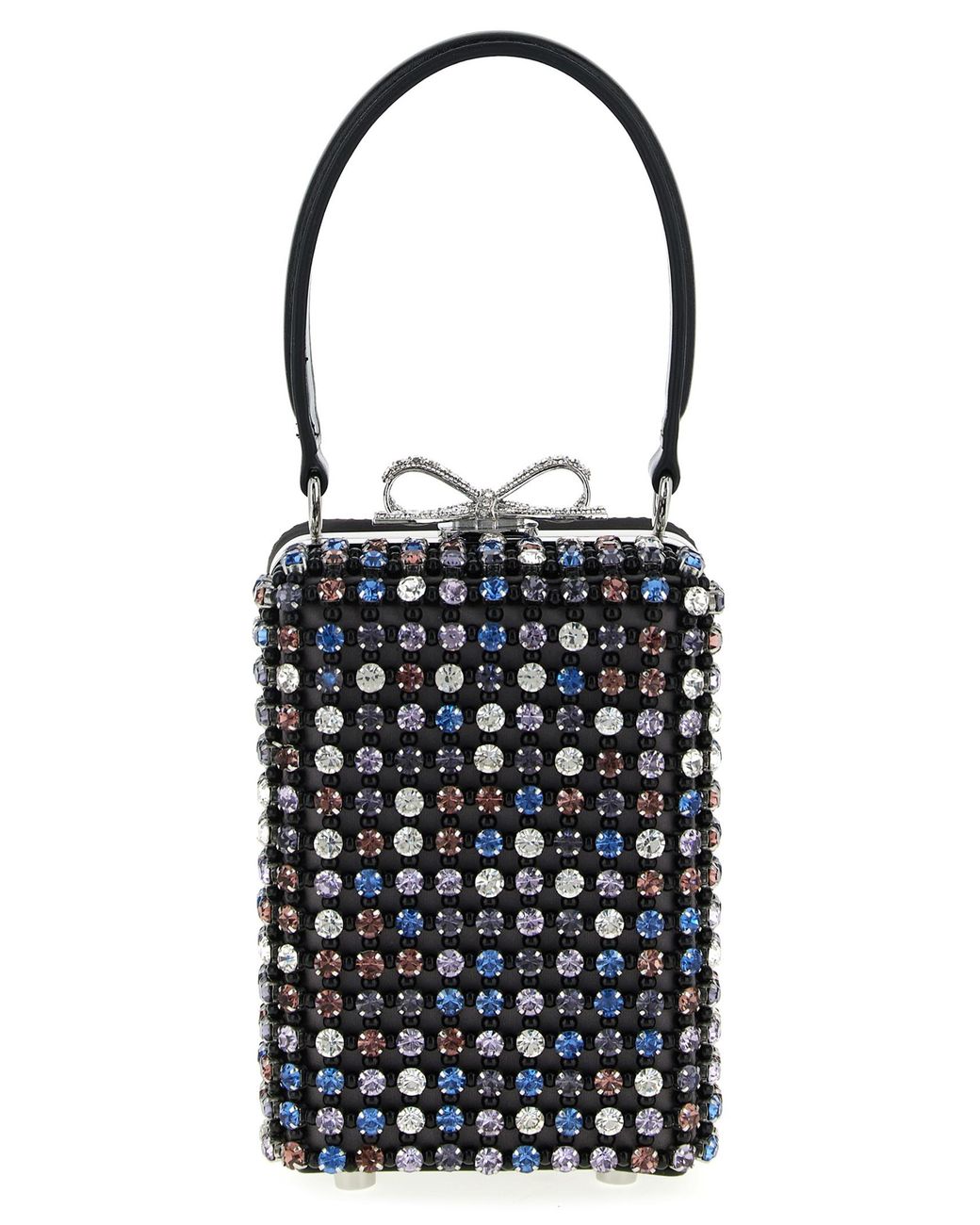 Self-Portrait Blue 'Multi Crystal Chainmail' Handbag