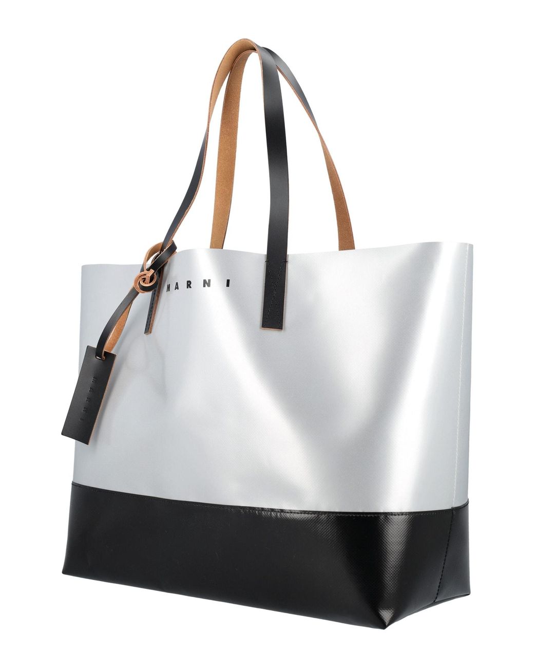 Save 34% Mens Bags Tote bags Marni Leather Two Tone Tribeca Shopping Bag in Silver Black White for Men 