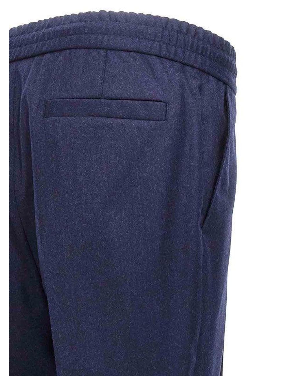 Brunello Cucinelli Blue Wool Casual Pants for men