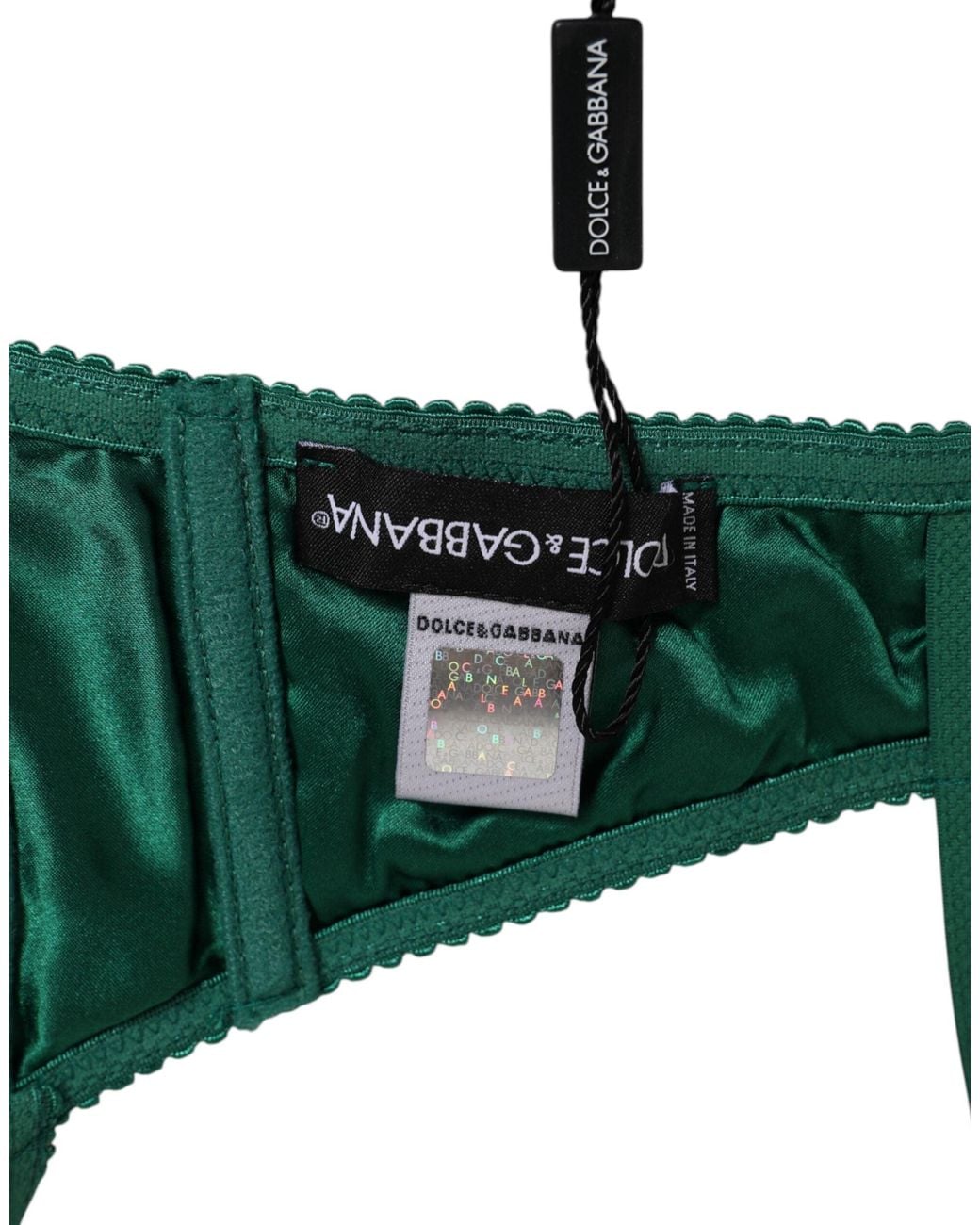Dolce & Gabbana Green Dolce & Gabbana Silk Satin Semi-Padded Underwire Bra