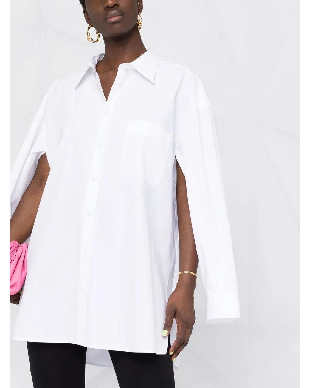 Valentino White Cape-Style Buttoned Shirt