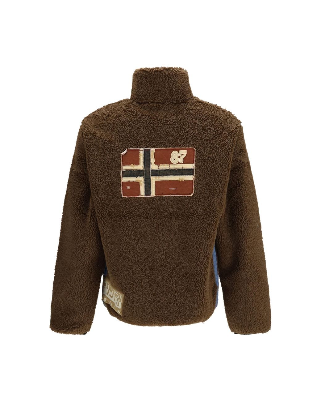 Napapijri Brown Archive Full-Zip Fleece Sweater Polyester Jacket for men