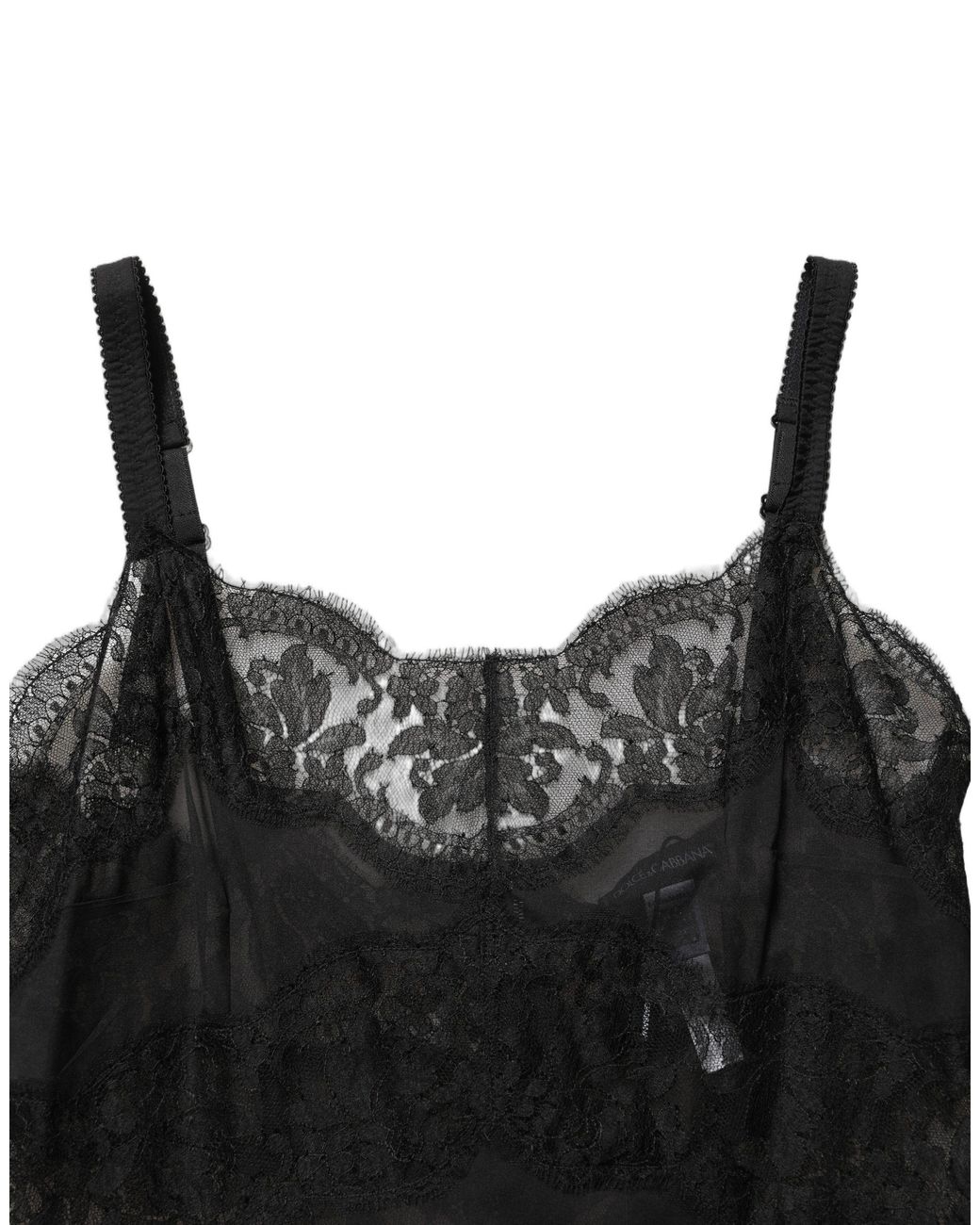 Dolce & Gabbana Black Silk Lace Slip Lingerie Chemise Sleepwear Viscose Nylon Elastane Clothing
