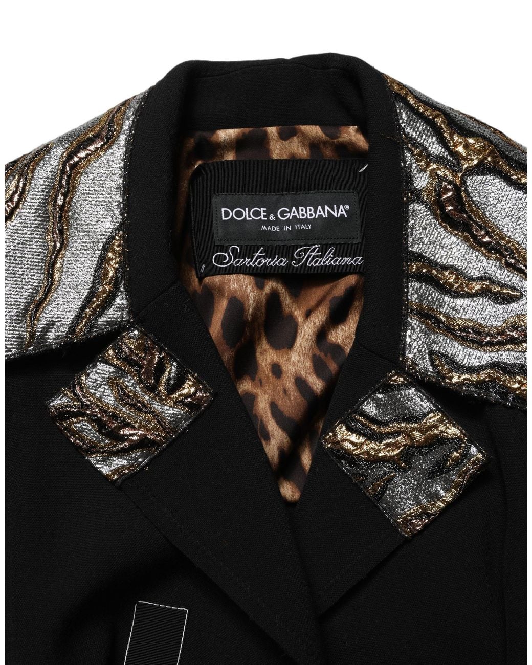 Dolce & Gabbana Black Single-Breasted Brocade Coat Jacket Clothing