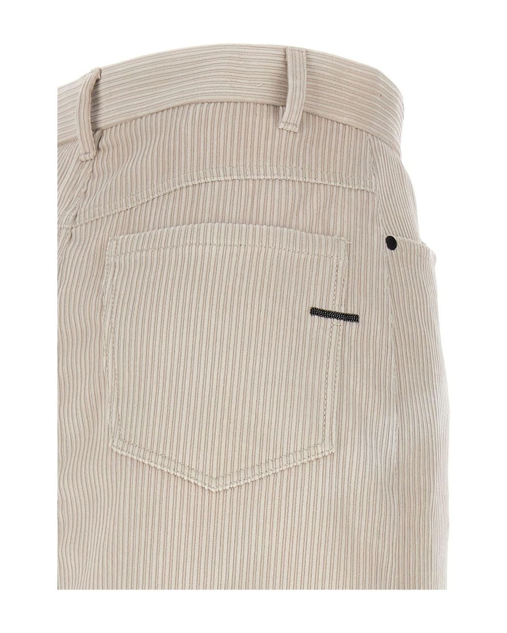 Brunello Cucinelli Natural Pinstripe Midi Skirt