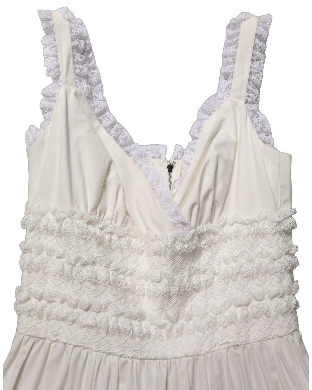 Dolce & Gabbana White Cotton Poplin Ruffled Midi Dress Nylon