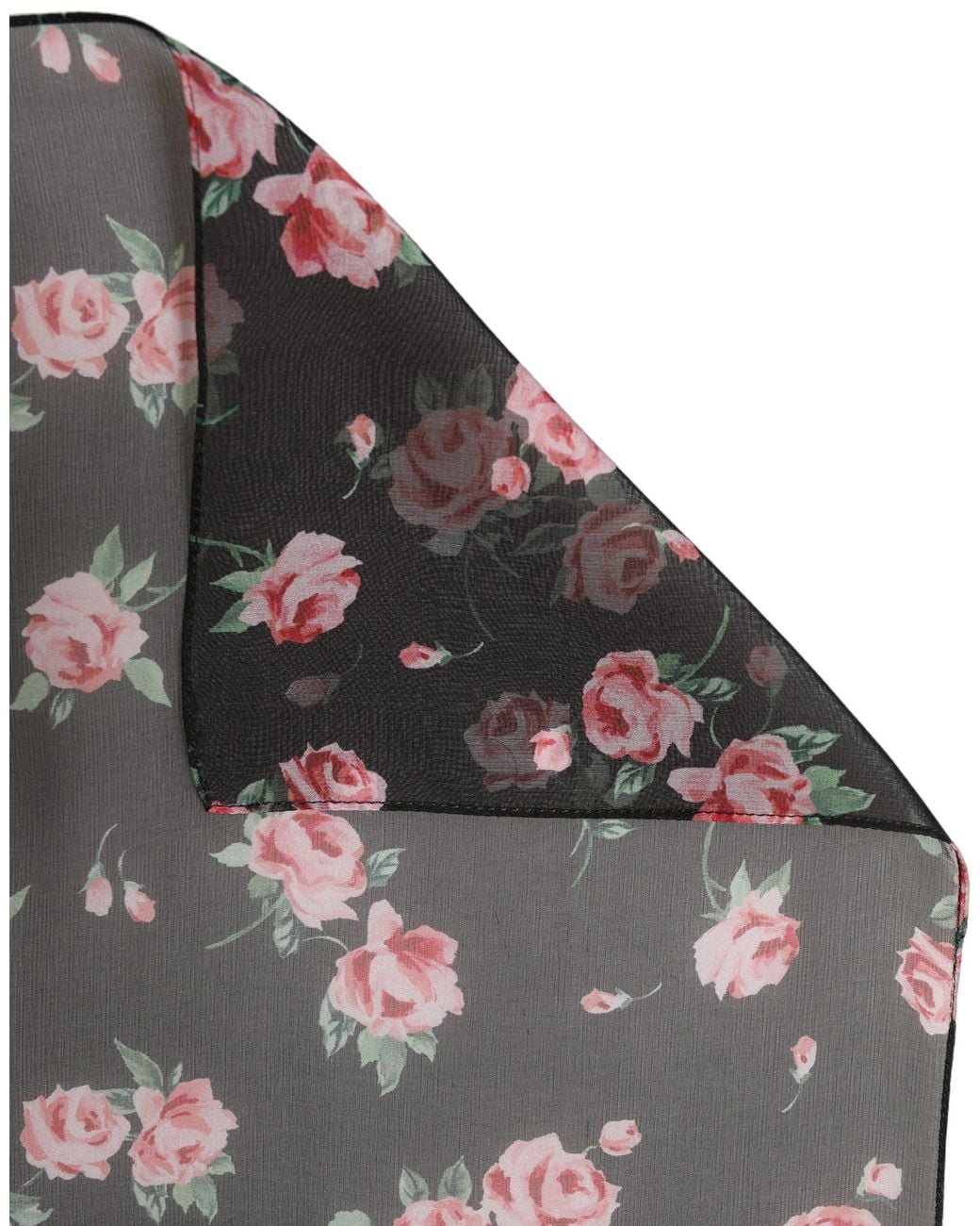 Dolce & Gabbana Gray Silk Floral Chiffon Long Stole Scarf