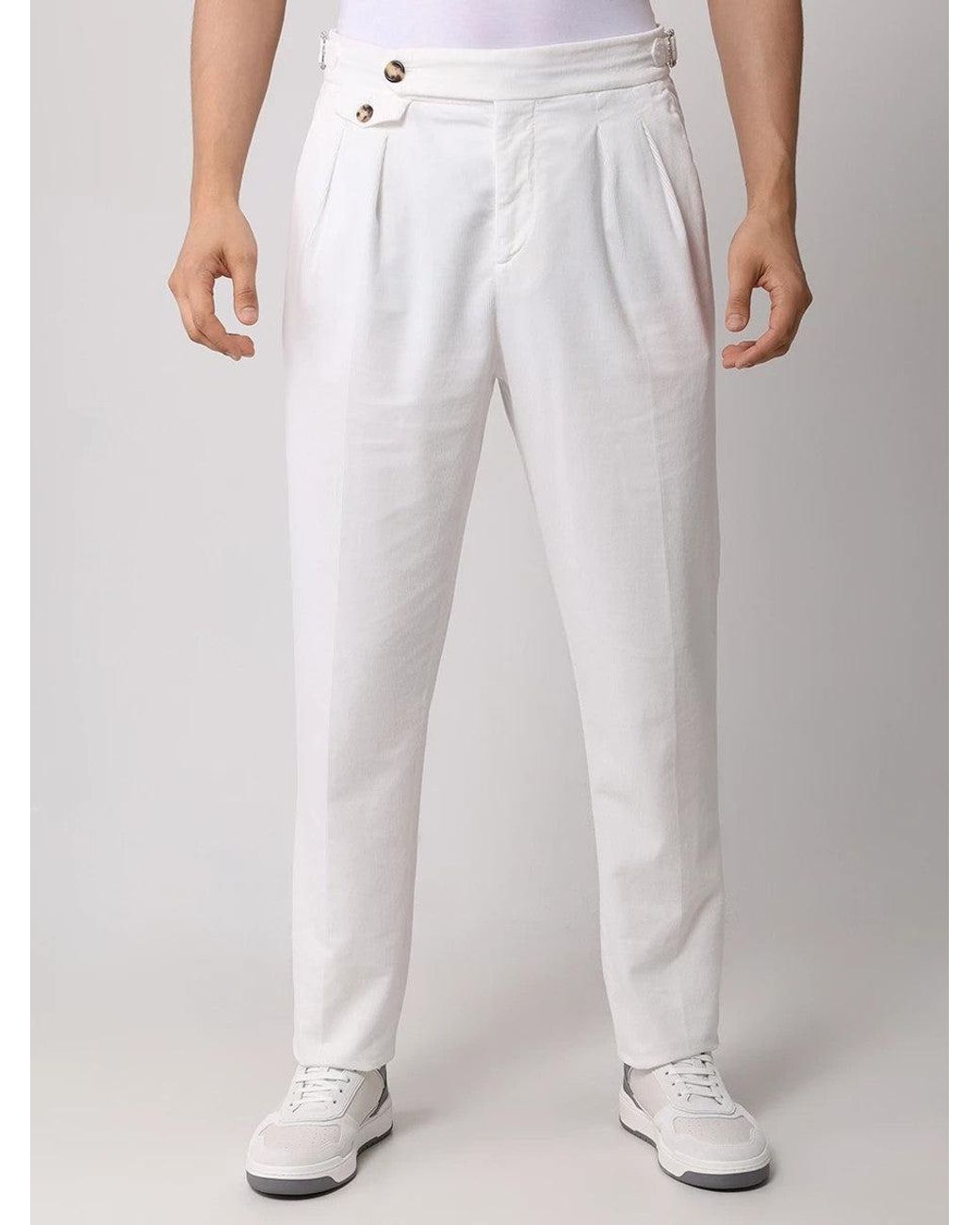 Brunello Cucinelli White Cotton Casual Pants for men
