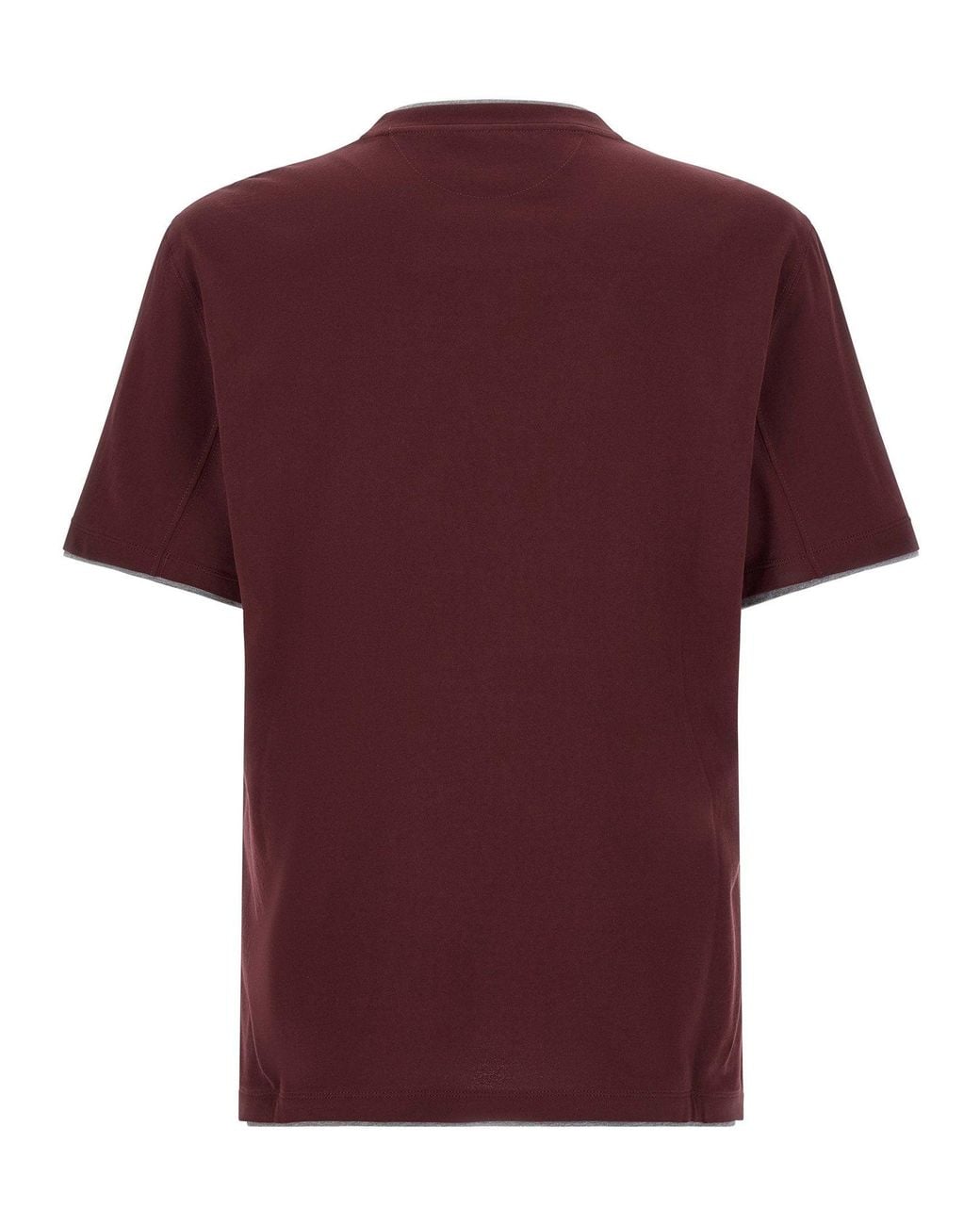 Brunello Cucinelli Red Double-Layer Cotton T-Shirt for men