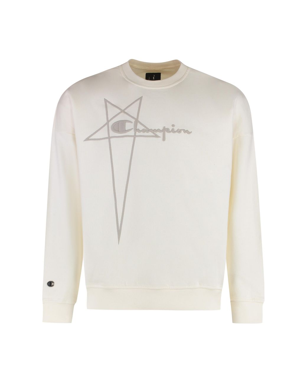 Rick Owens White Cotton Crewneck With Logo Sweatshirts for men