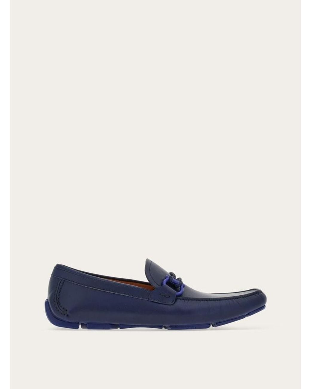 Ferragamo Blue Calf Leather Loafers for men