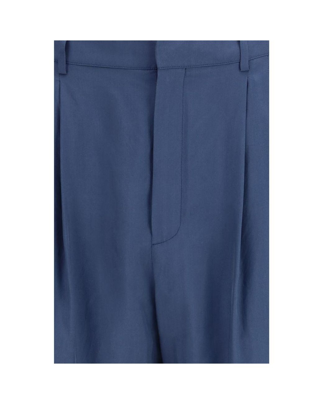 Saint Laurent Blue Silk Dress Pants for men