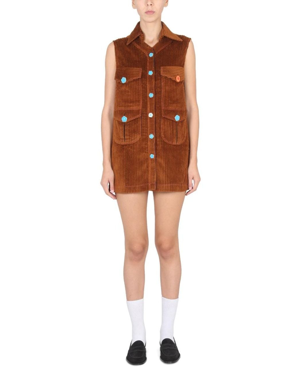 Cormio Orange Corduroy Dress