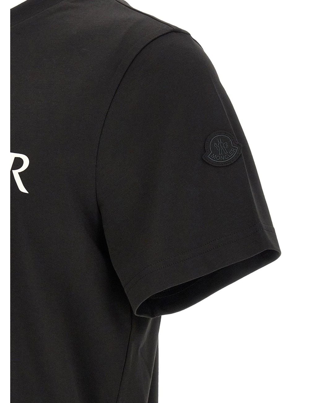 Moncler Black Logo-Print Cotton T-Shirt for men