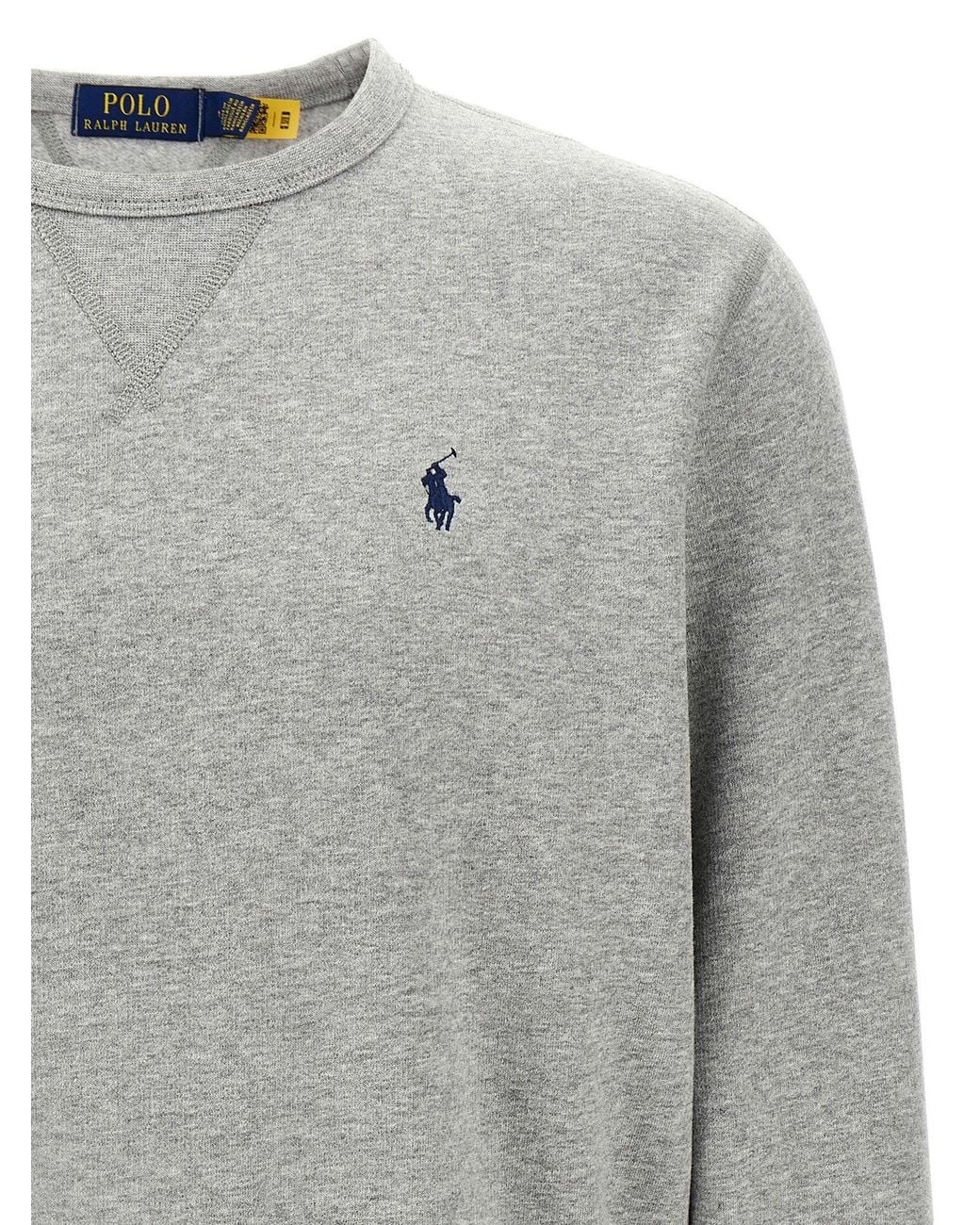 Polo Ralph Lauren Gray Logo-Embroidered Cotton Blend Sweatshirt