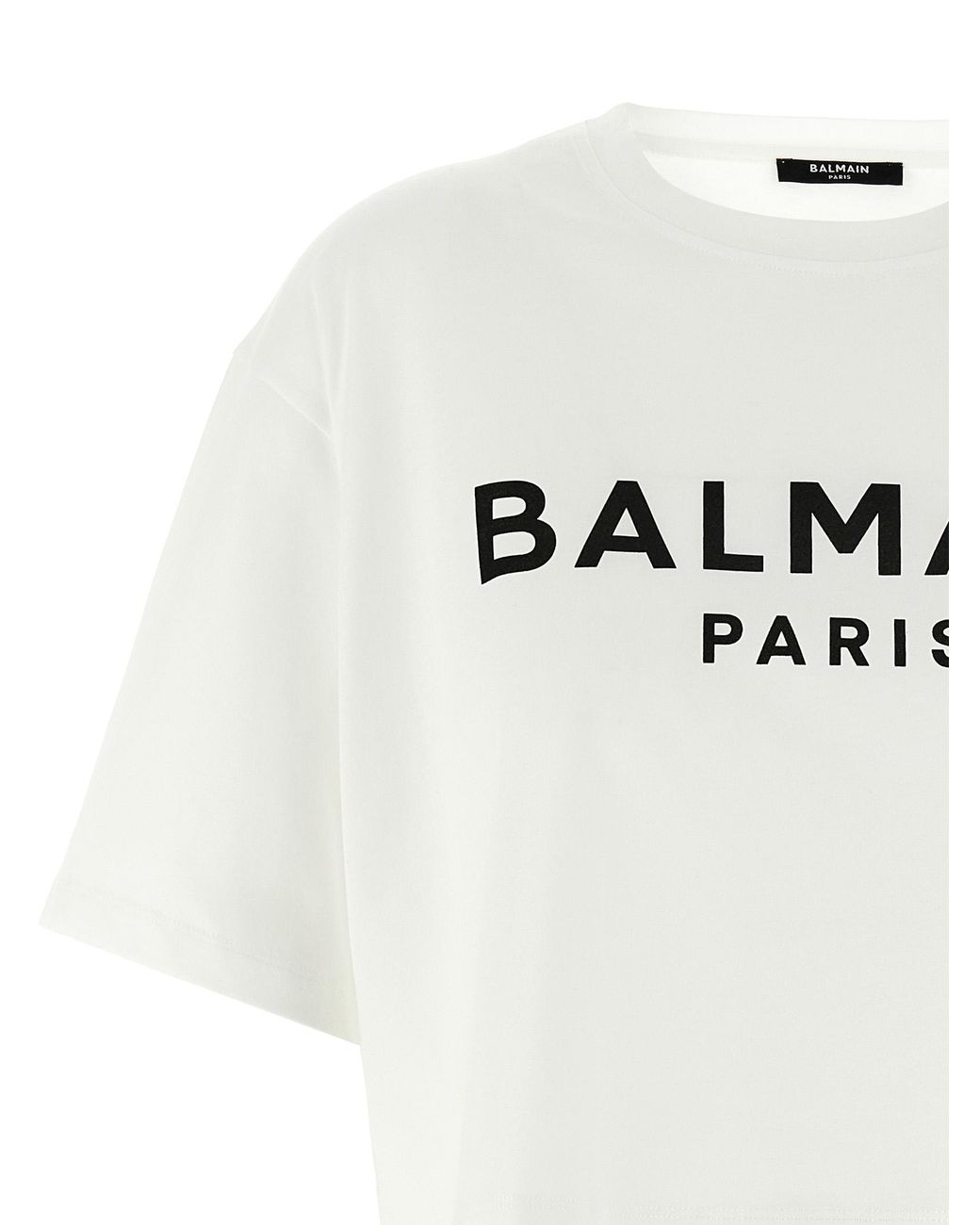 Balmain White Crop Logo T-Shirt