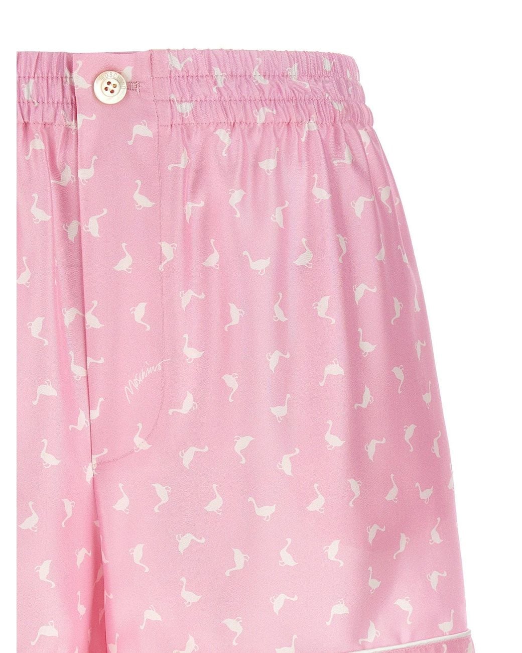 Moschino Pink Oche Print Silk Twill Shorts