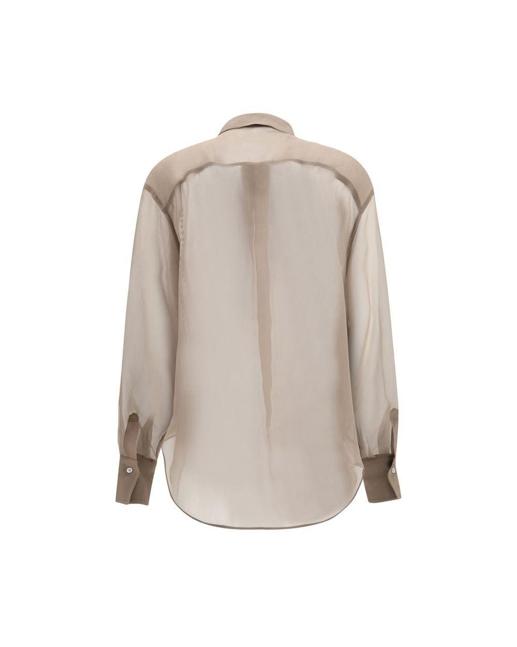Brunello Cucinelli Brown Beige Silk Pattern Shirt