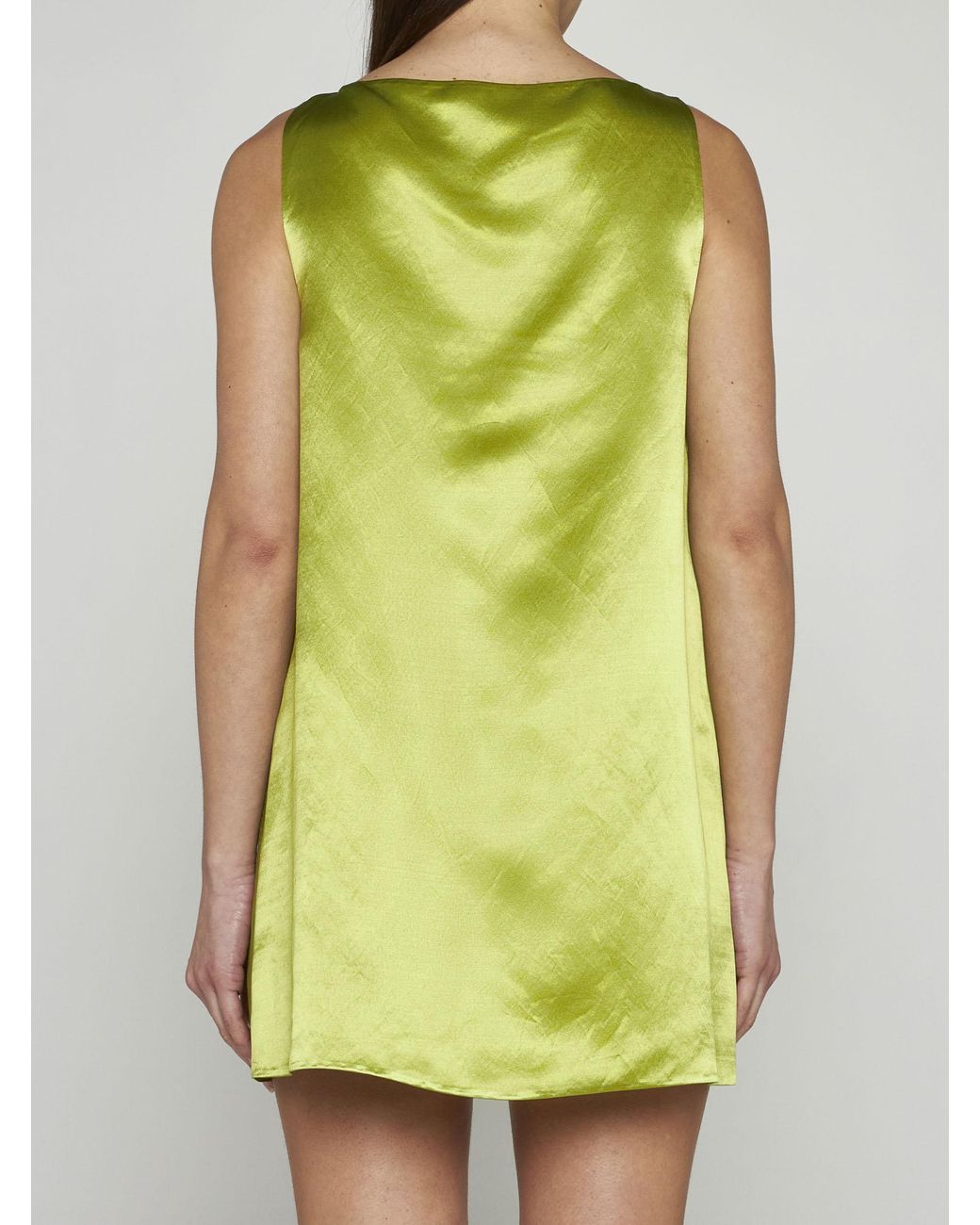Prada Satin Mini Dress in Green | Lyst