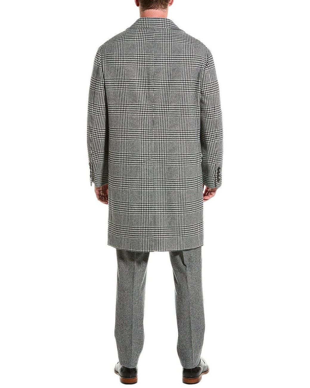 Brunello Cucinelli Black Wool Checkered Coat Clothing for men