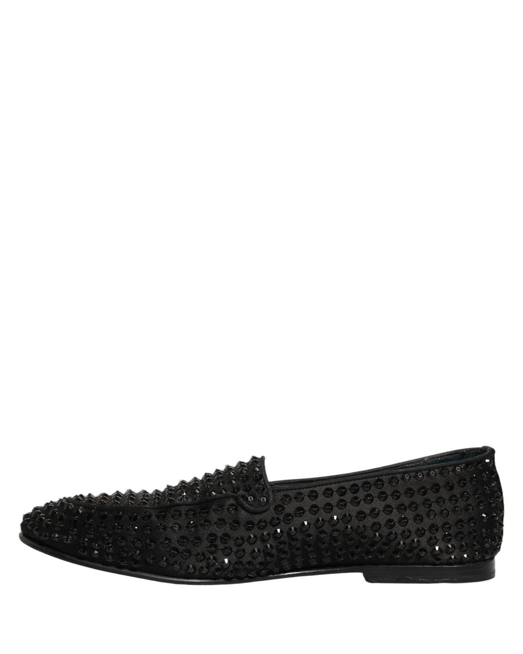 Dolce & Gabbana Black Dolce & Gabbana Rhinestone-Embellished Leather Loafer for men