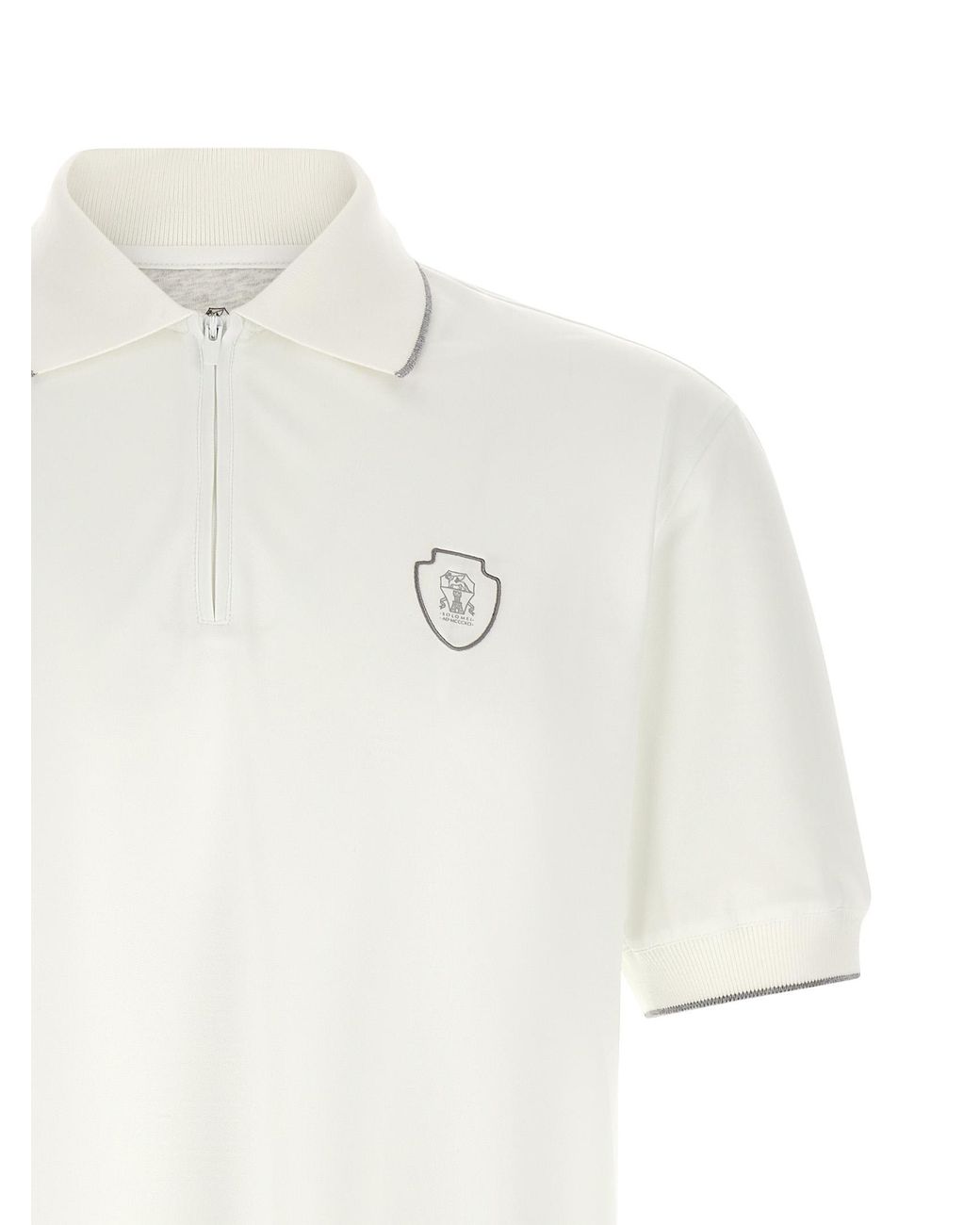 Brunello Cucinelli White Polyamide Polo Shirt for men