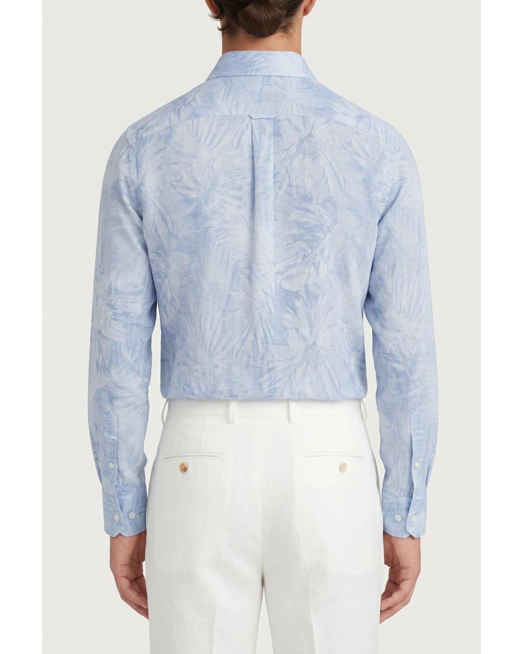 Brunello Cucinelli Blue Light Linen Cotton Shirt for men