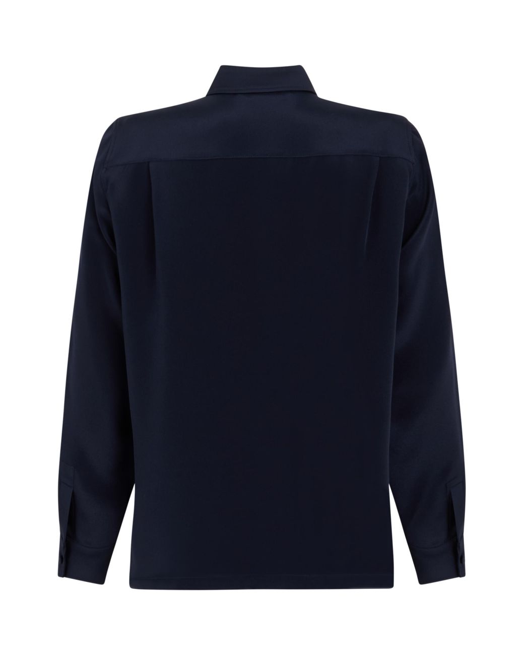 Max Mara Blue Long-Sleeve Silk Shirt Dark