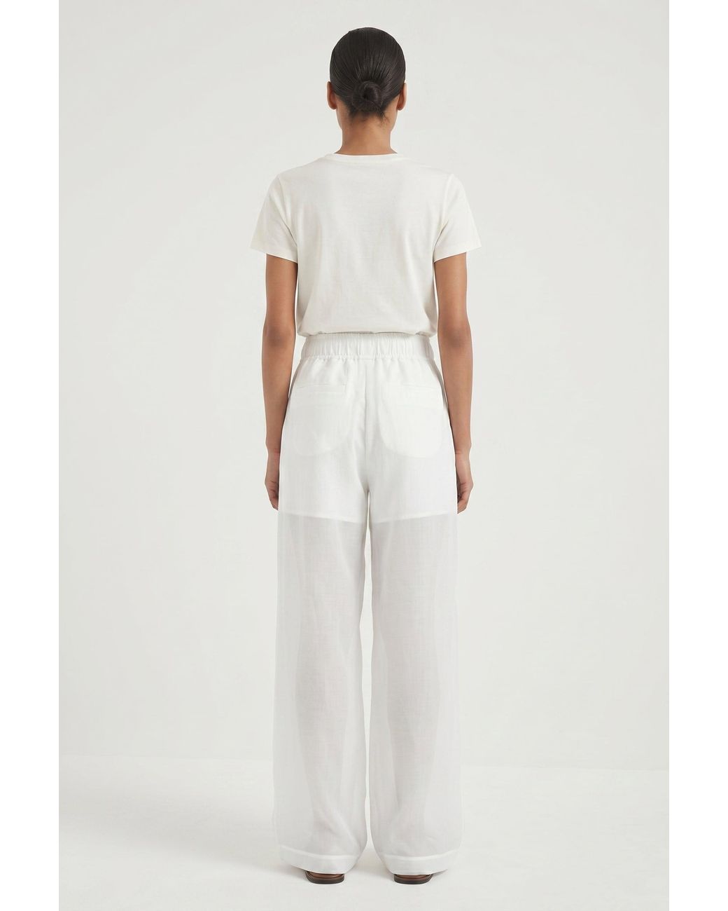 Brunello Cucinelli White Wide Leg Cotton Trousers