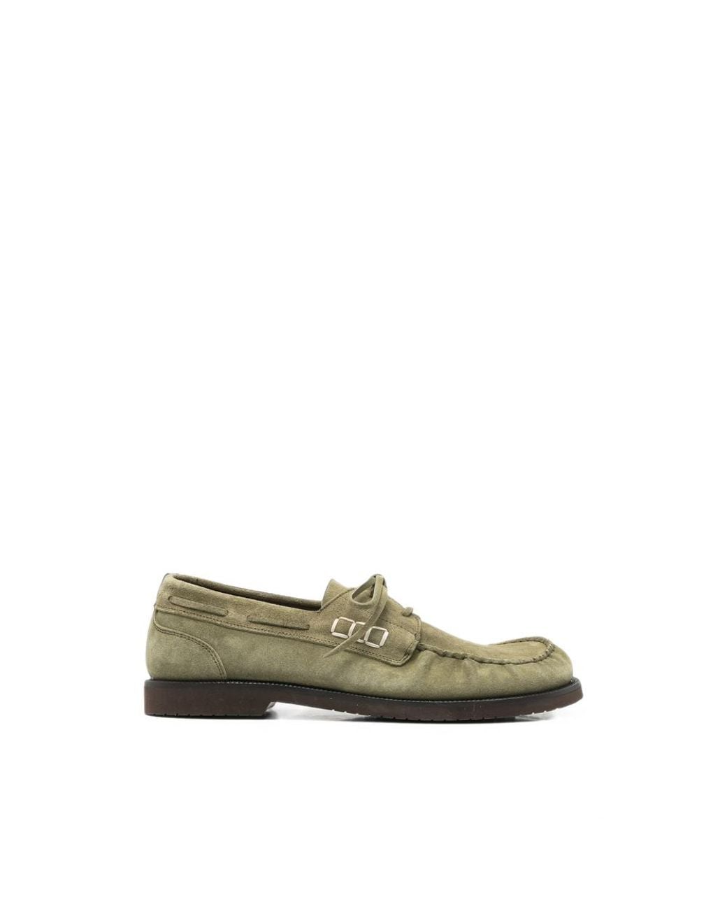 J.W. Anderson Green Trainers Whipstitch Square Toe Suede Outer: Calf Sneaker for men