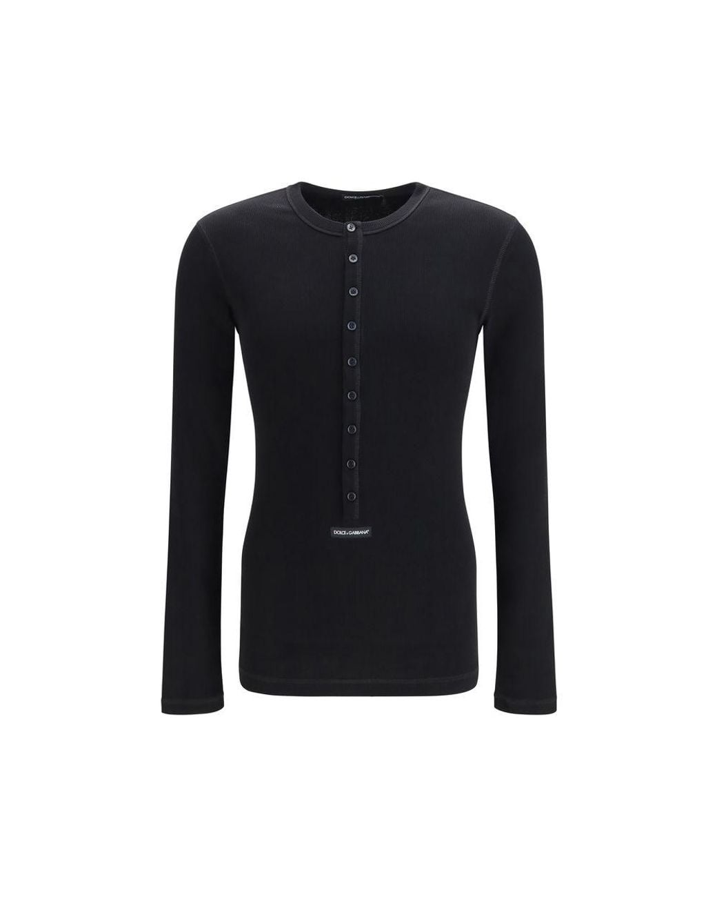 Dolce & Gabbana Black Cotton Long Sleeve T-Shirt for men